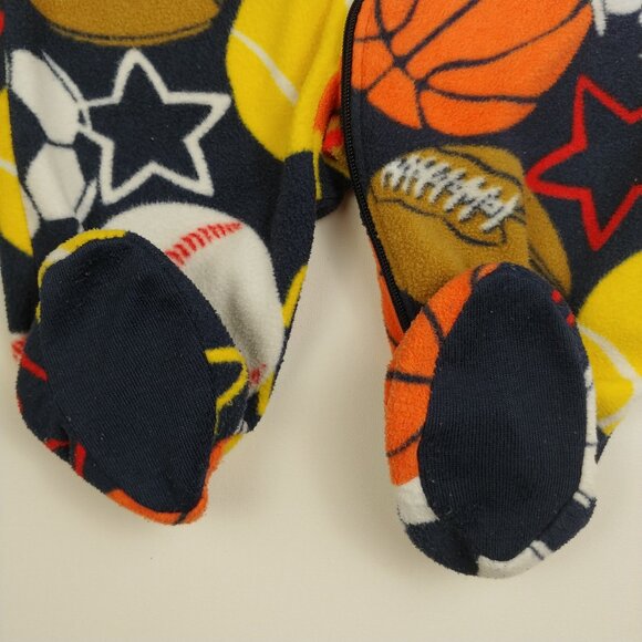 The Children's Place Ball Game Sports Pajama Fleece Footie 3-6 Months - Picture 6 of 11